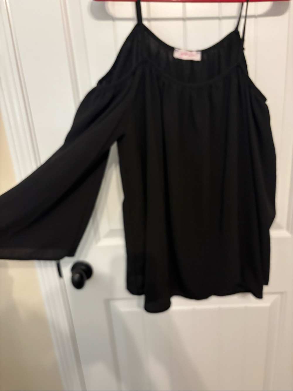 Black Cold-Shoulder Spaghetti Strap Top